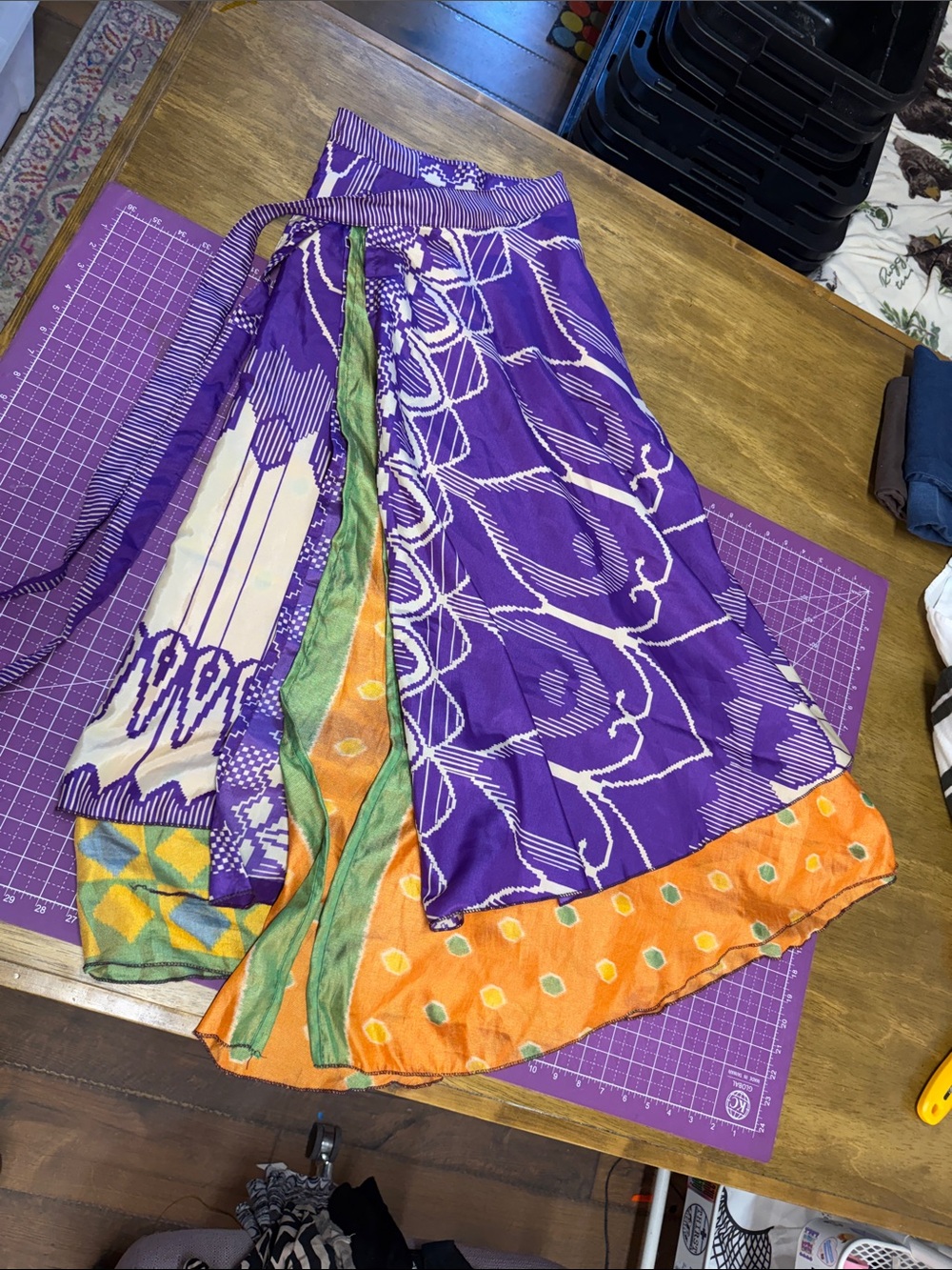 Women’s Purple & Orange Printed Wrap Skirt reversible